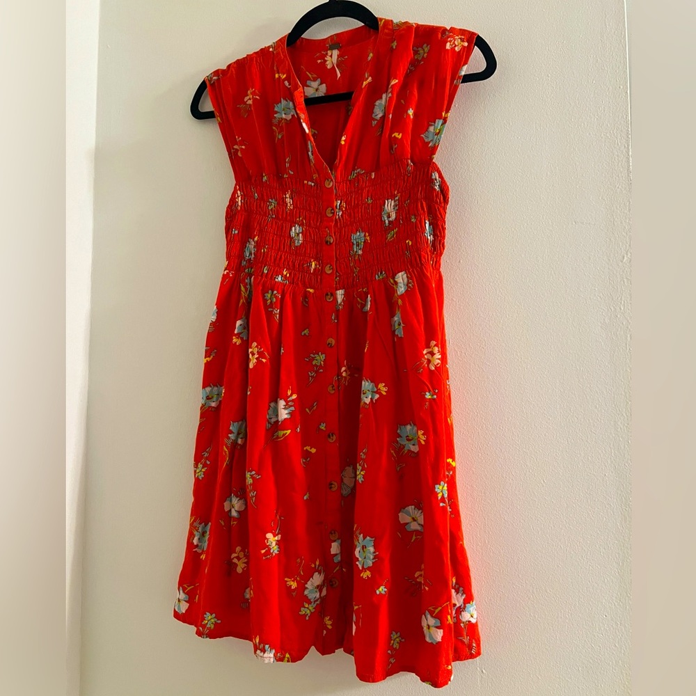 FREE PEOPLE SMOCKED MINI BABYDOLL DRESS